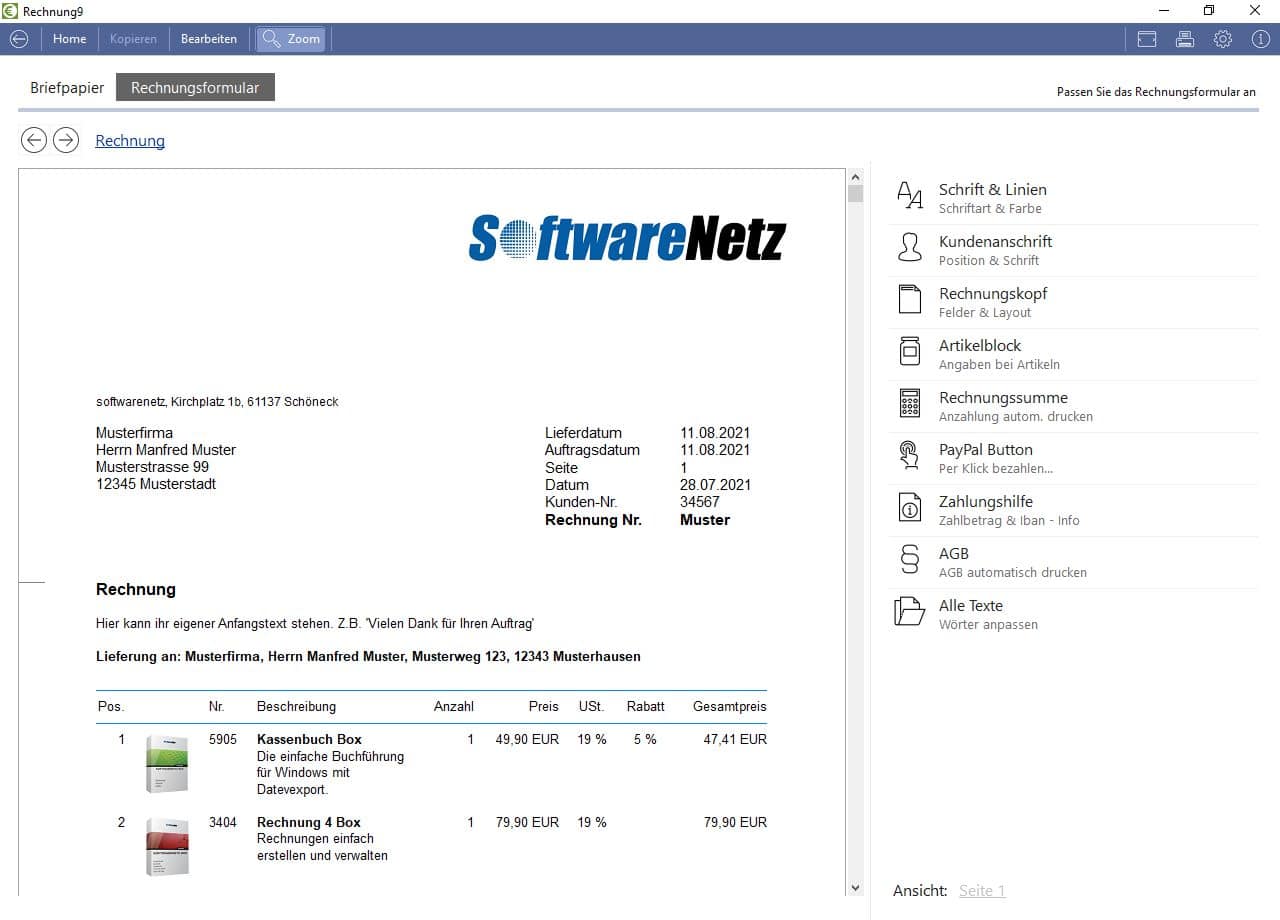 Softwarenetz Rechnung 10.14 Free Download