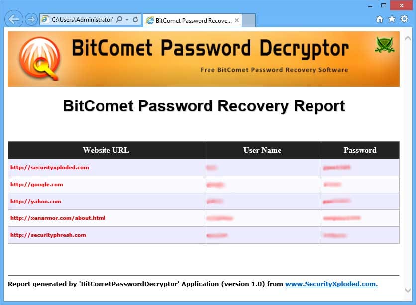 BitComet Password Decryptor v3.0 Free Download