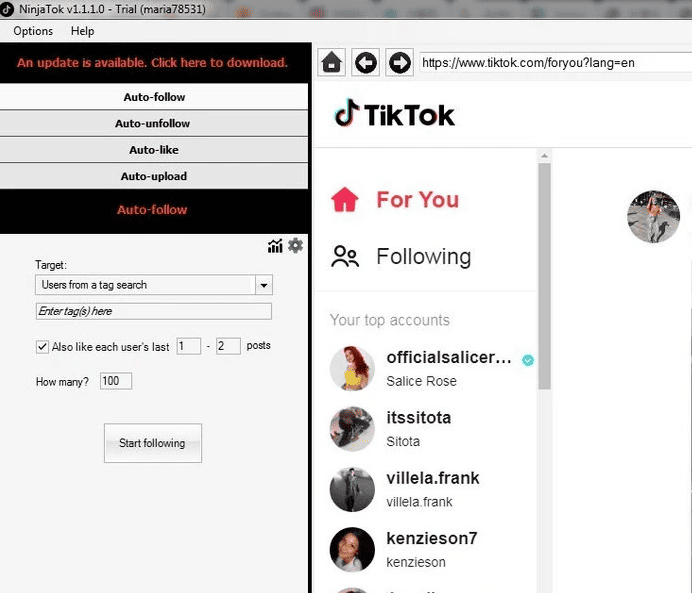 NinjaTok (TikTok bot) 1.5.0.0 Free Download Full