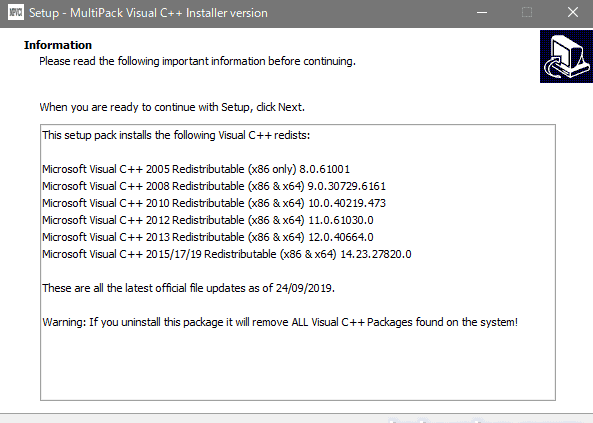 MultiPack Visual C++ Installer 3.4 Free Download
